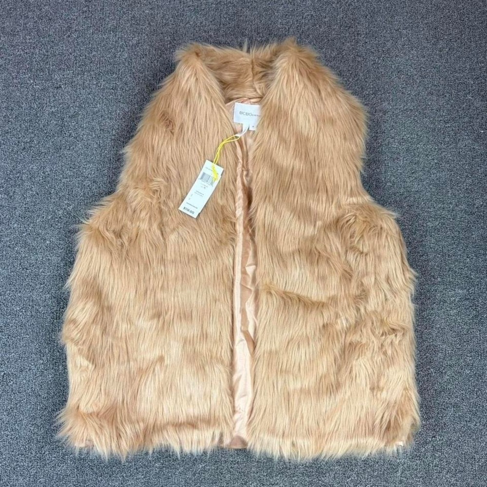 BCBGeneration Open Front Brown Faux Fur Vest - Brand New‎ With Tags